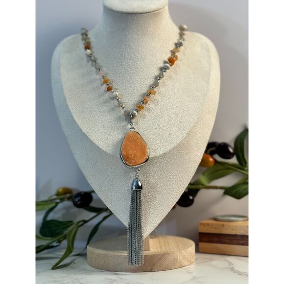 Vera Wang Druzy Tassel Necklace - Picture 2 of 8